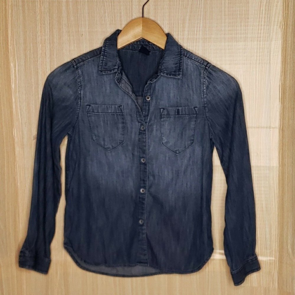 Gap Kids Long Sleeve Denim Look Cotton Button Down Medium